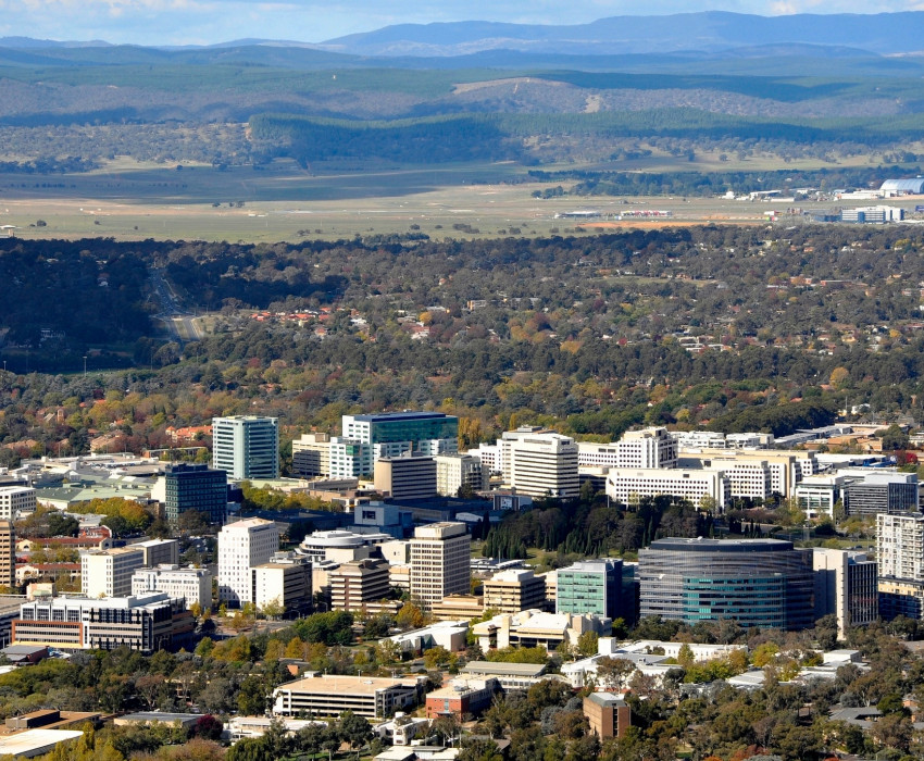 act aerial view of canberra