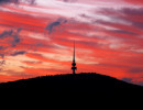 act black mountain tower at sunset