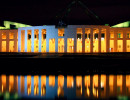 act parliament building facade at night