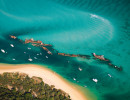 qld aerial view tangalooma wrecks moreton is